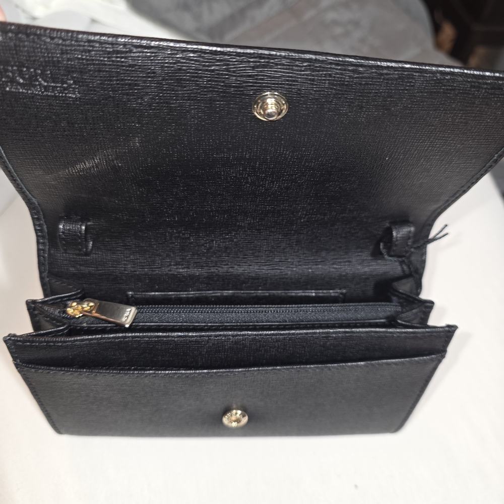 Furla Black Leather Wallet With Crossbody Strap - Picture 3 of 12